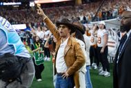 The Interstellar actor at a Texas vs Ohio State football game (Image via Matthew Visinsky/Icon Sportswire/Getty Images)